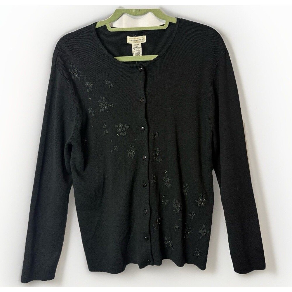 NWT Vintage Cardigan Sz 1X Black Embroidered Sweater Cottagecore Whimisigoth
